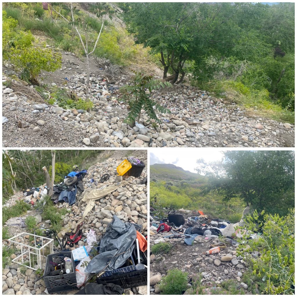 Site of a RIT clean-up prior to work beginning to safely dispose of debris.