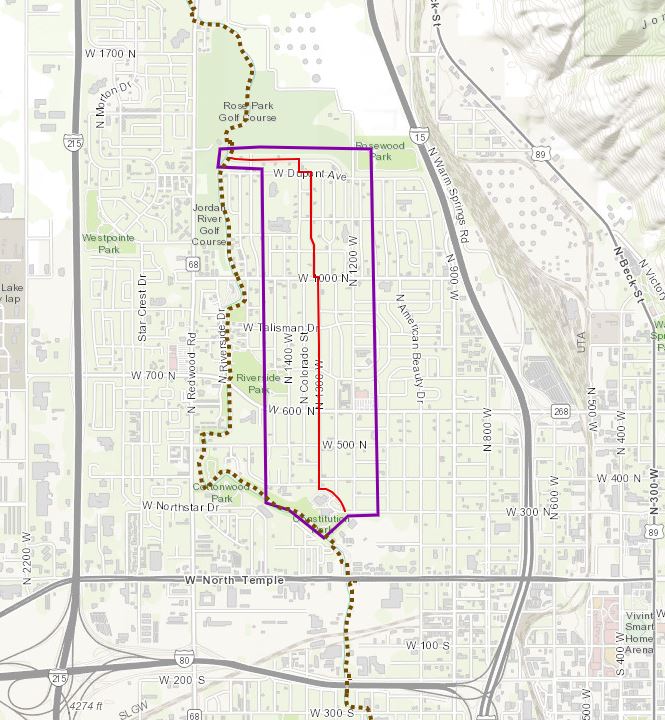 Area map of the Rose Park Byway