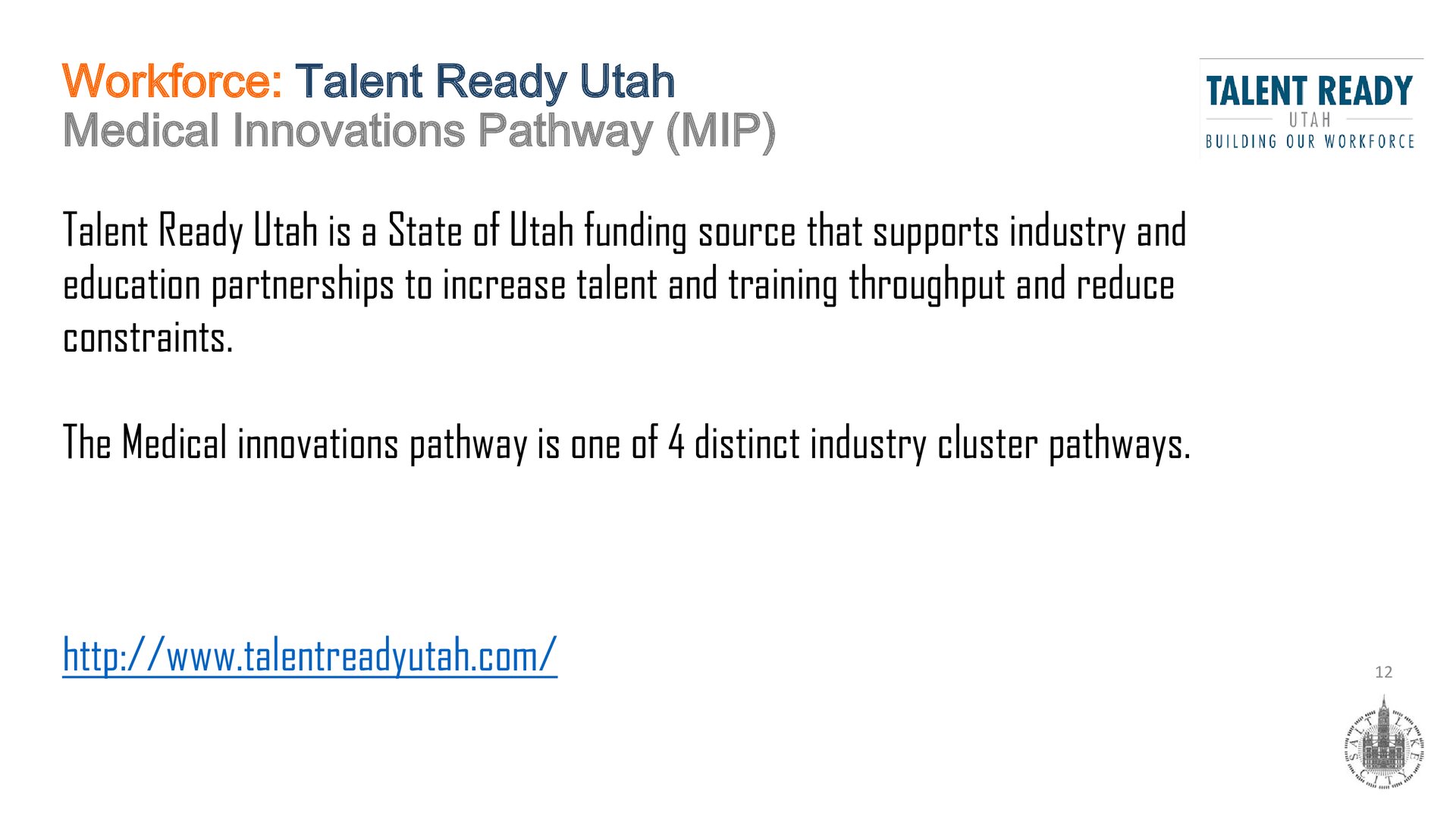 talent ready utah medical innovations pathway