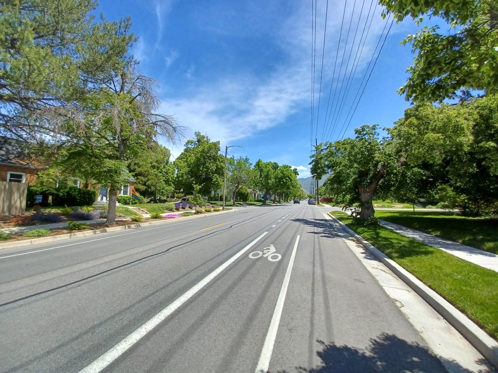 New bike lanes and smooth asphalt on 2700 South after the reconstruction project.