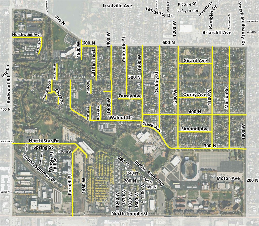 A map of zone 7 (Fairpark) of the Livable Streets program.