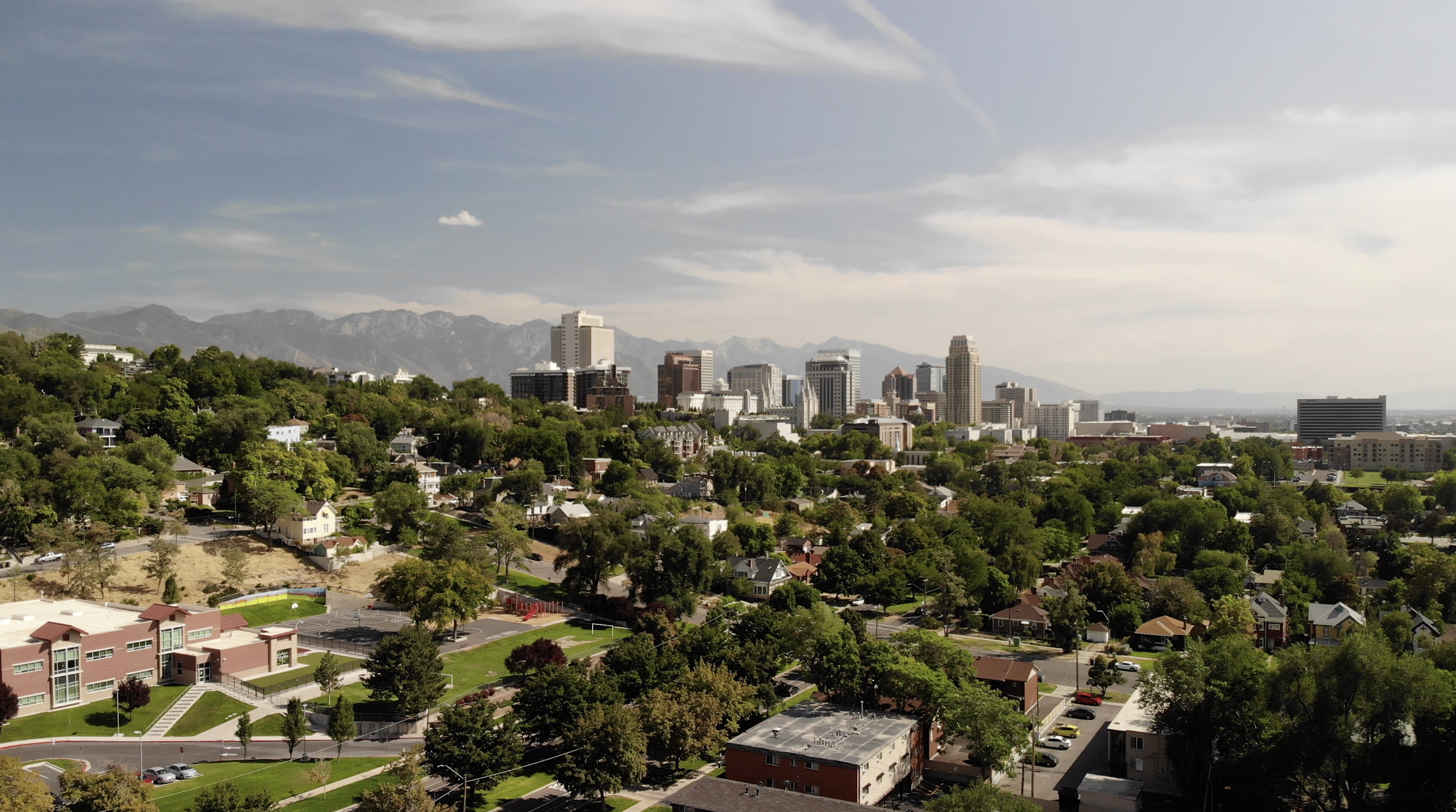 a wide angle view of Salt Lake City