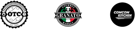 the logos for Over The Counte Cafe, Granato's and ComCom Kitchen