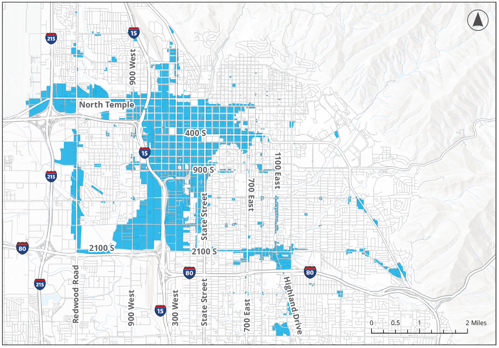A map showing where artists and entertainers with a permit are allowed to sell art or perform on sidewalks.