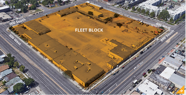 Graphic showing the fleet block and boundary streets.
