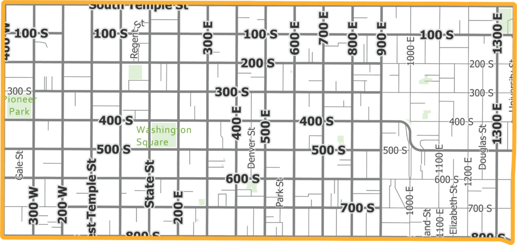 Map of Salt Lake City's District 4 showing a grid of labeled streets and parks.