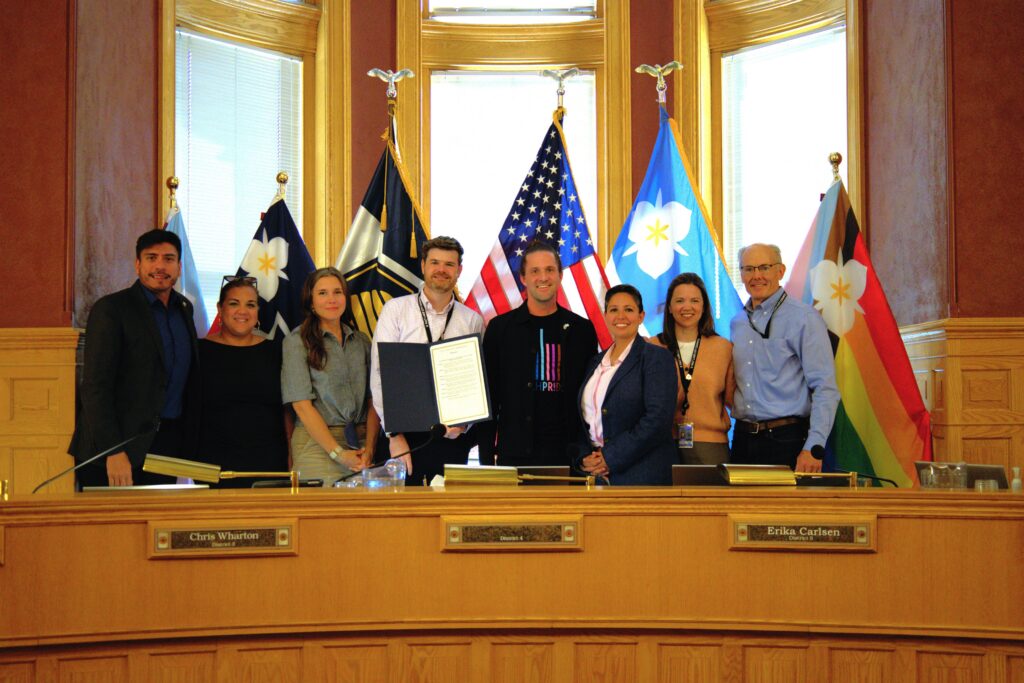 The mayor, along with Council Members, gathers with Executive Director of the Utah Pride Center, Chad Call, to recognize June 2026 as Pride Month.