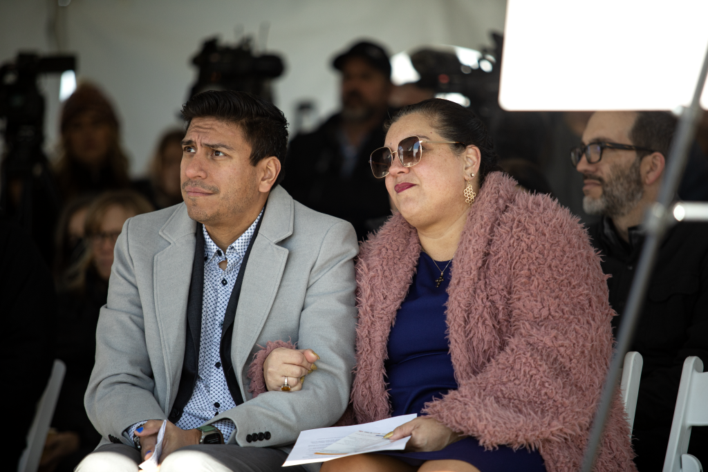 Council Member Alejanrdo Puy and Victoria Petro attending the groundbreaking ceremony for the SPARK! Mixed Use Development project
