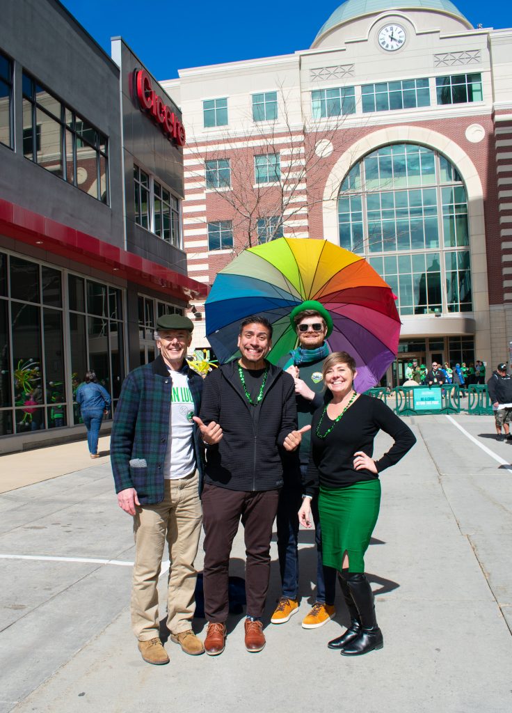 Council Member Alejandro Puy and other Salt Lake City Council Members posing together at the 46th annual St. Patrick's Day Parade