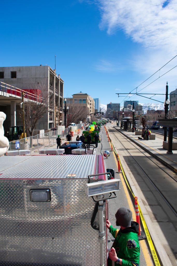 View of the parade from atop the fire truck