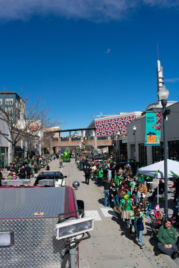 View of the crowd watching the parade.