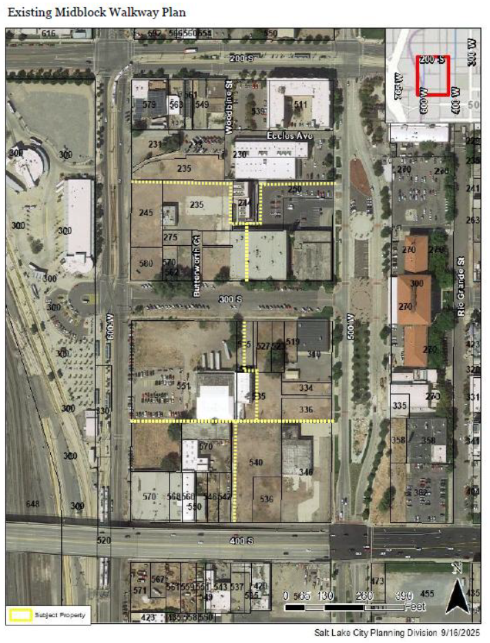 Existing Midblock Walkway Plan Salt Lake City Planning Division 9/16/2025 