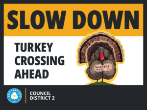 Slow Down Turkey Crossing Ahead