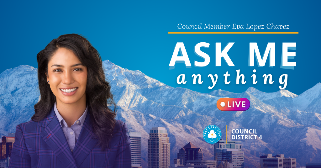A graphic highlighting Council Member Eva Lopez Chavez's live "Ask Me Anything" events on Instagram. 