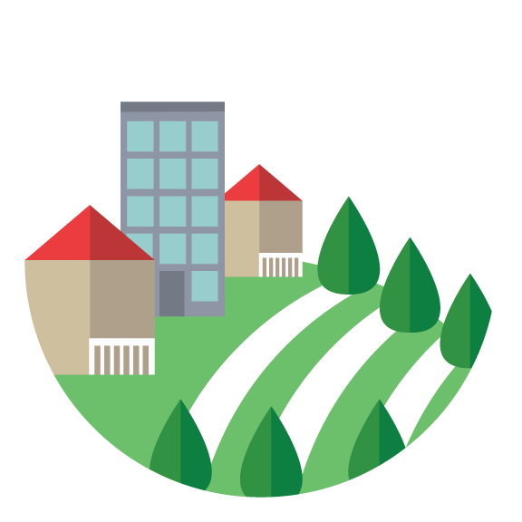 Land Use Icon with houses and trees