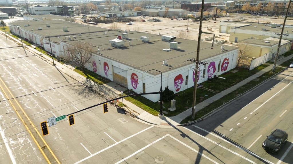 Aerial photo of Fleet Block mural.