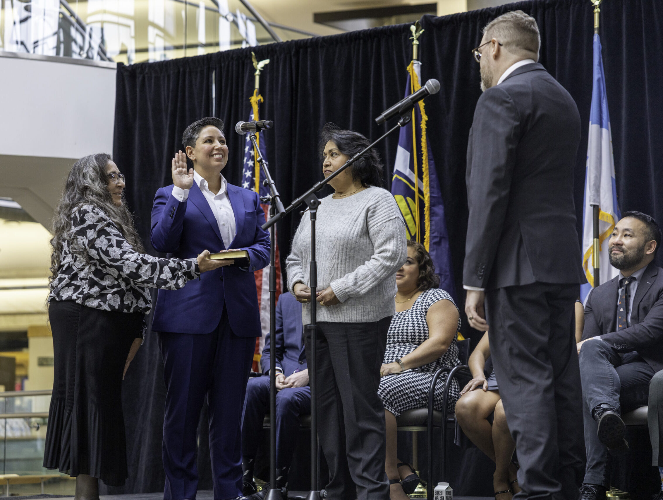 District Five Council Member Erika Carlsen being sworn in during the 2026 Oath of Office Ceremony.