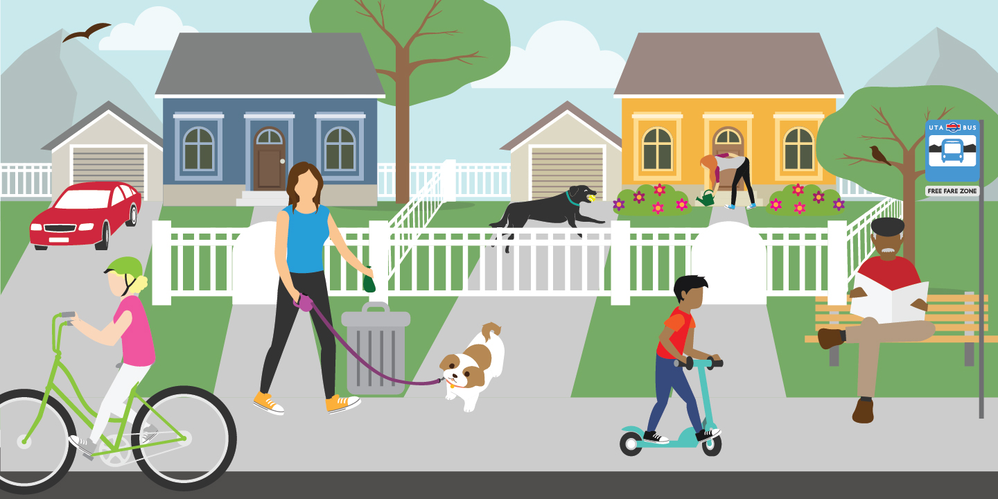 Graphic owners with dog on-leash