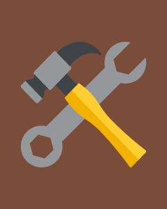 Hammer and wrench graphic