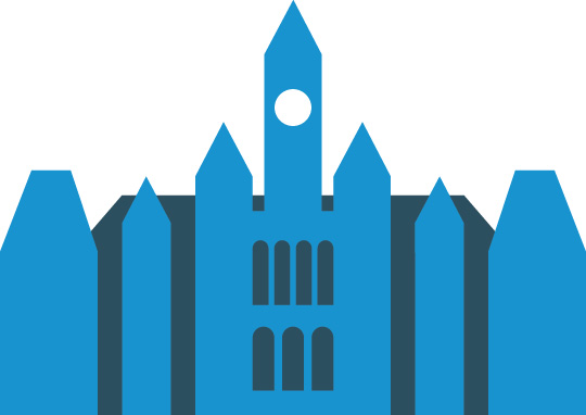 Simplified City Halle Building in blue