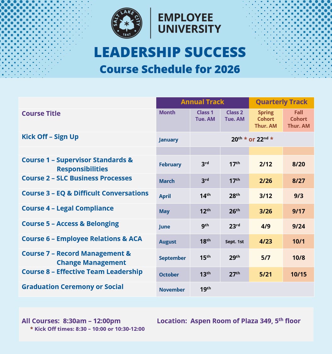 Screenshot visual of the Leadership Success 2026 Calendar