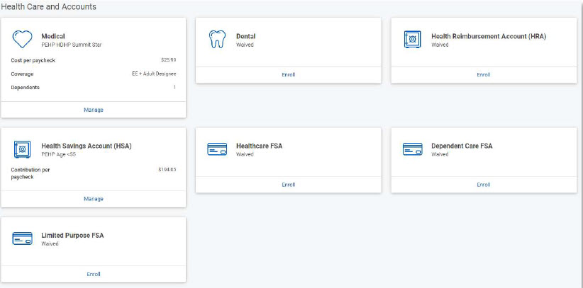 Enrollment worklets view in Workday