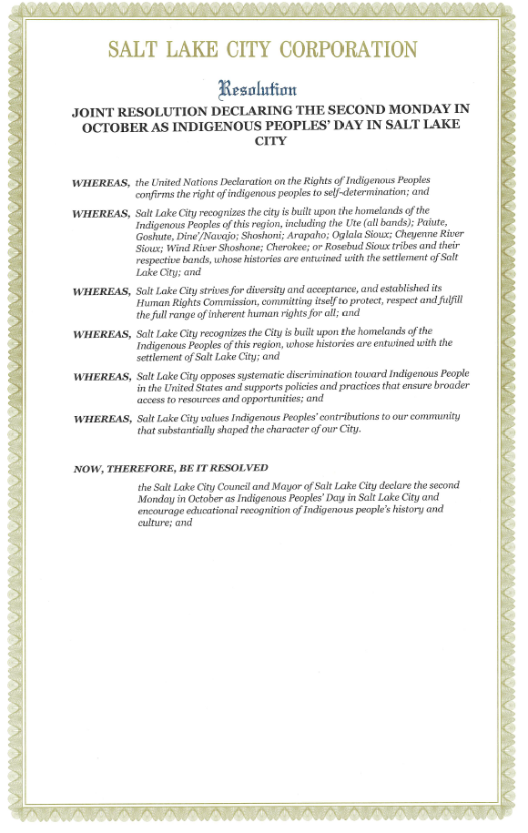 Indigenous Peoples Day Resolution
