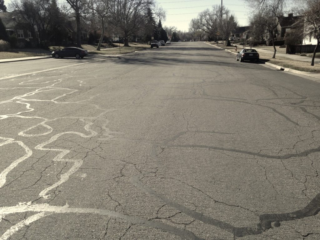 The old pavement on 1200 East before the street reconstruction.