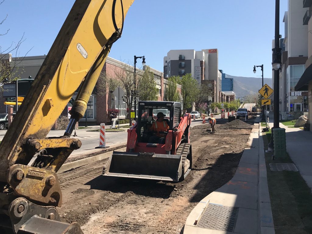 Construction crews rebuilding Wilmington Avenue.