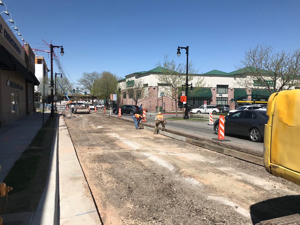 Construction crews rebuilding Wilmington Avenue.