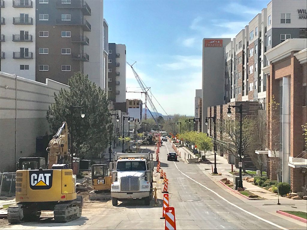 Construction crews rebuilding Wilmington Avenue.