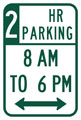 2 Hour Parking sign