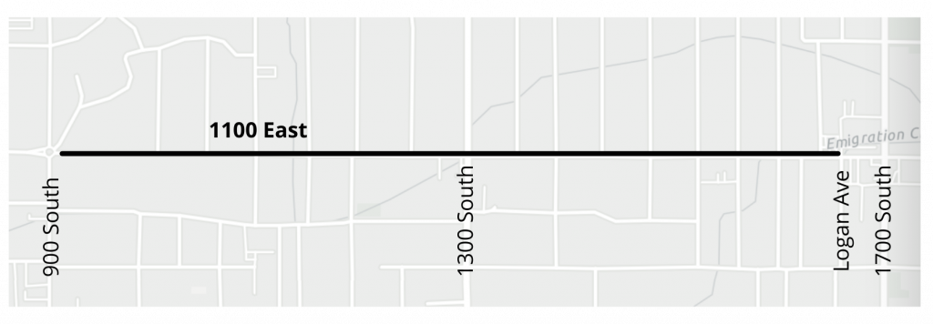 Map of 1100 East project extents