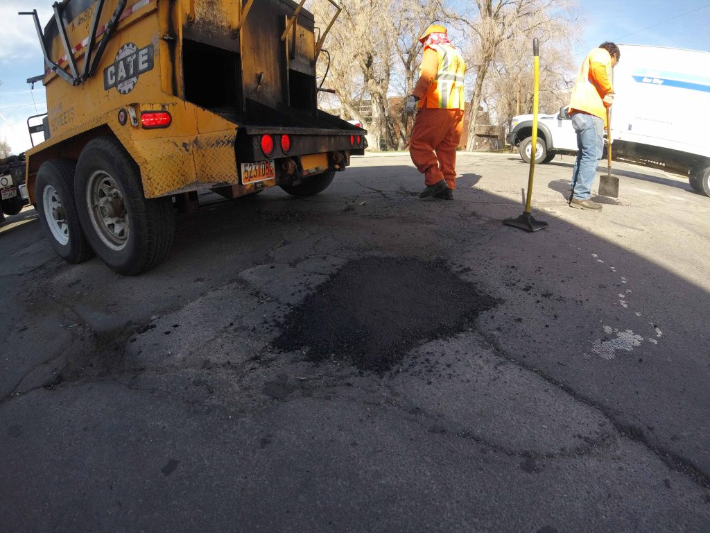 An image of a repaired pothole