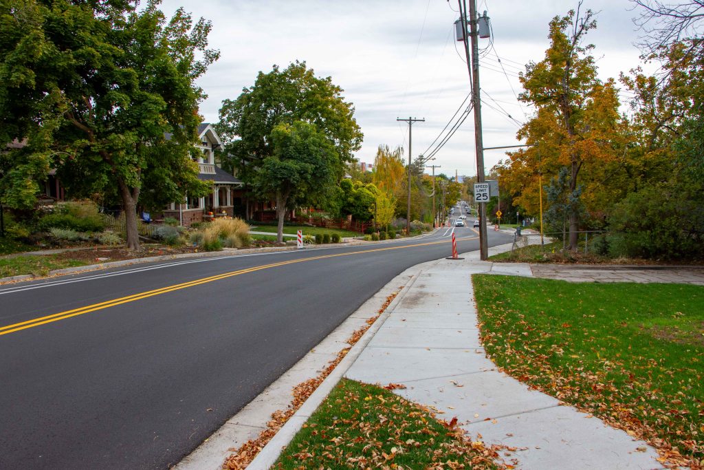 A picture of new sidewalk on the west side of Virginia Street.