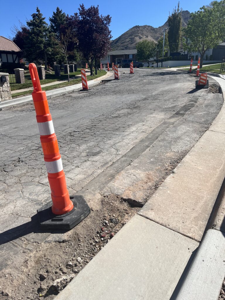 Picture of Chancellor Place prior to roadway reconstruction looking northeast up the hill.
