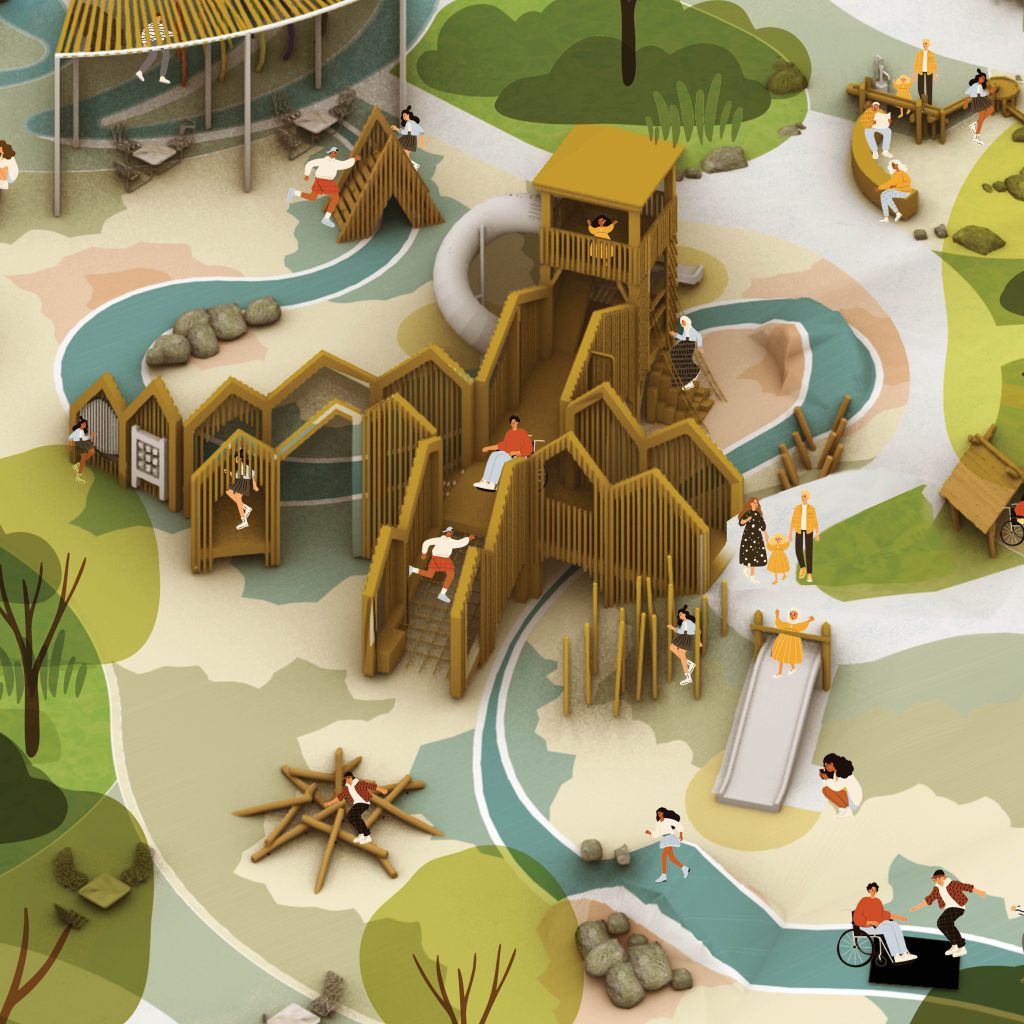 Illustrated rendering of a new play structure.