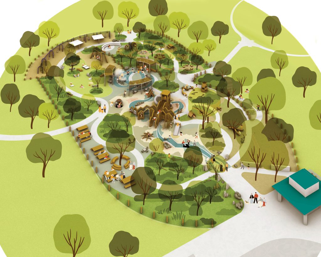 Illustrated concept rendering of the new playground.