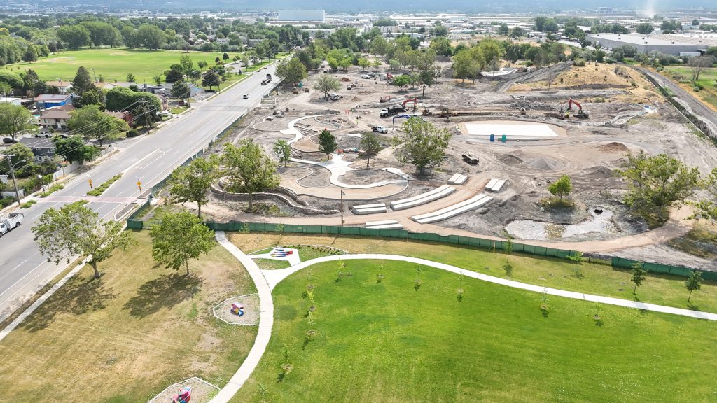 Aerial view of Phase 1 construction of Glendale Park