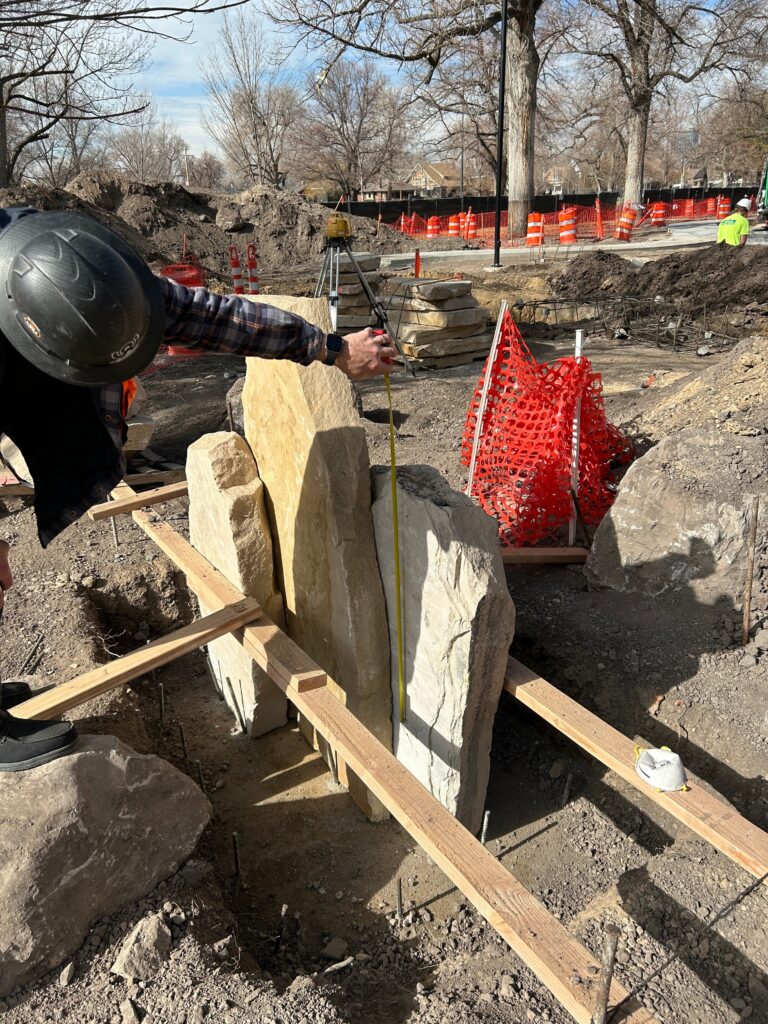 Stones being installed at Rotary Play Park