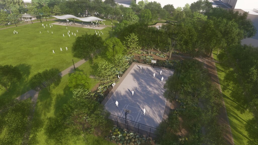 Pioneer Park rendering basketball courts