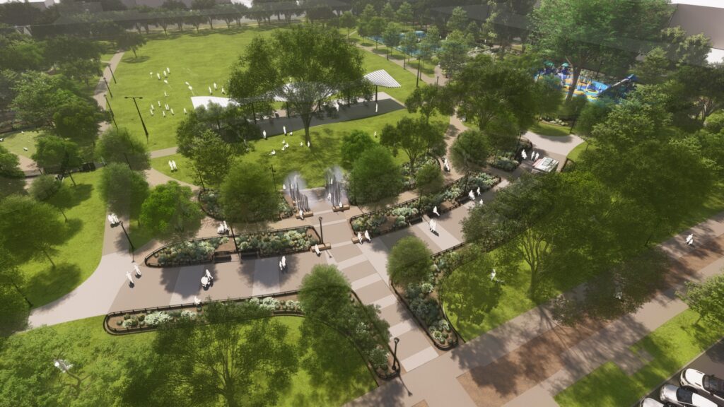 Pioneer Park rendering aerial view