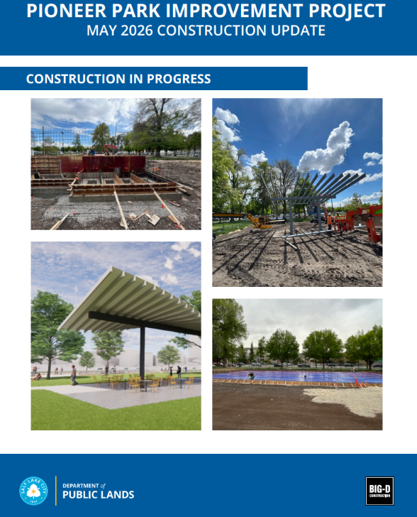 Images of construction in progress at Pioneer Park.
