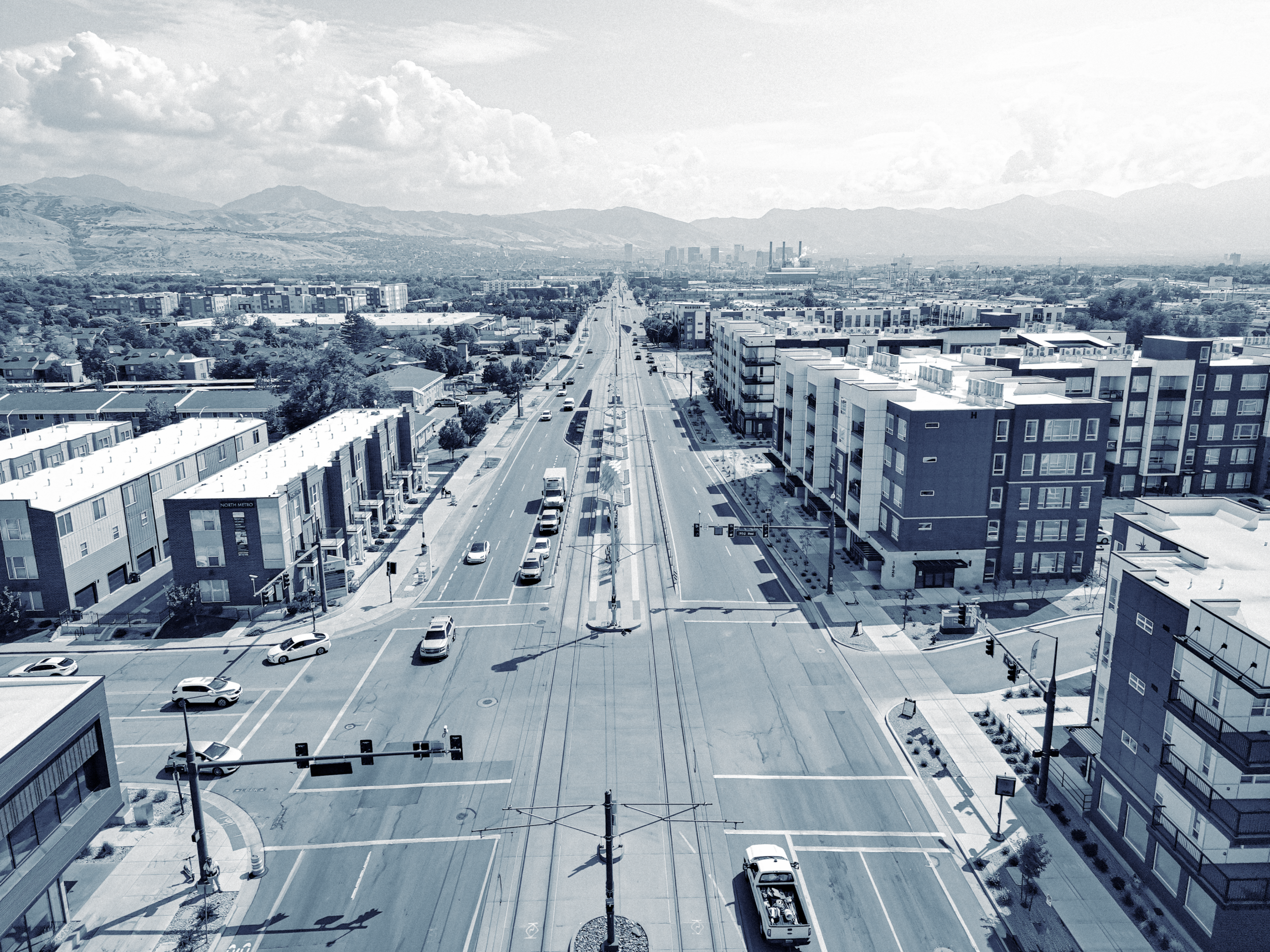 Ariel shot of a Salt Lake City road.