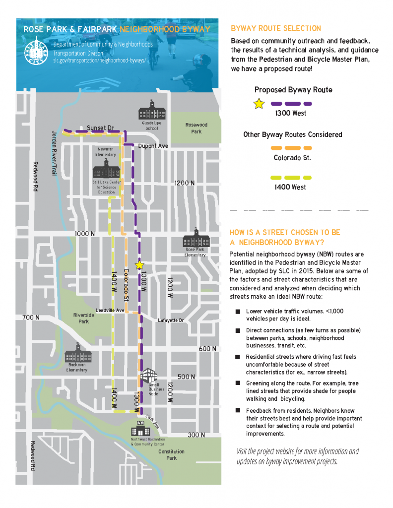 Neighborhood Byway Route Selection Map