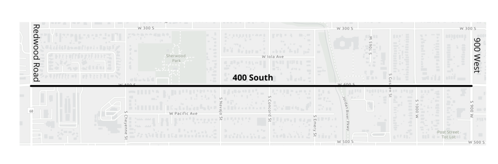 400 South Project Extents from 900 West to Redwood Road