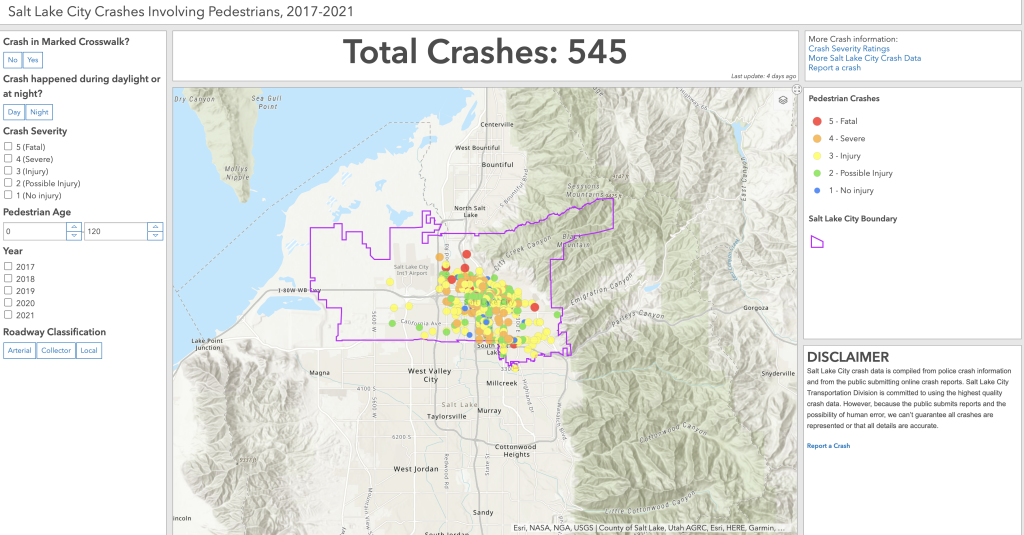 thumbnail image of salt lake city crash map involving pedestrians