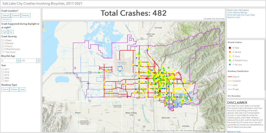 thumbnail image of salt lake city crash map involving bicycles