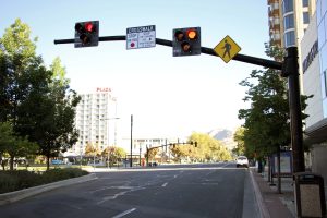 High-Intensity Activated crossWalK beacon that spans West Temple.