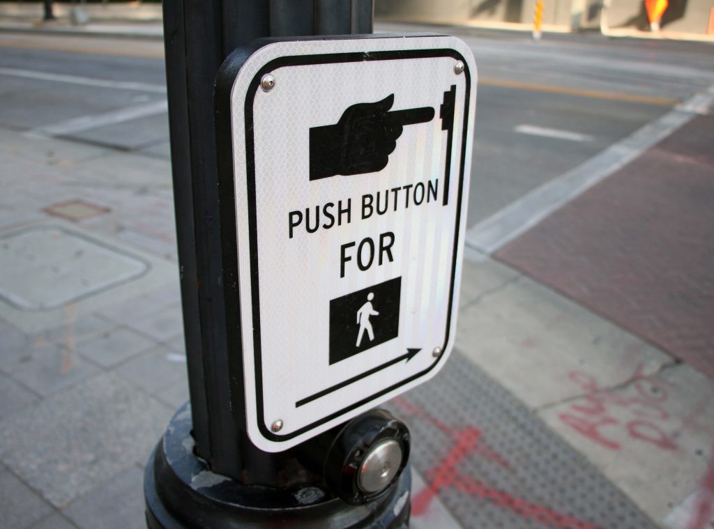 Pedestrian push button.